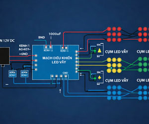Cách đấu LED vẫy 12V cho biển quảng cáo: số bóng nối tiếp, điện trở và nguồn