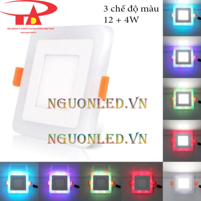 Đèn led âm trần vuông 12 + 4w 3 chế độ