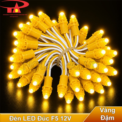 Đèn led đúc F5 12v màu vàng đậm