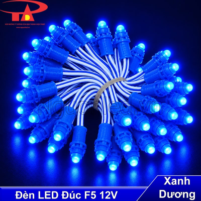 Đèn led đúc F5 12V màu xanh dương
