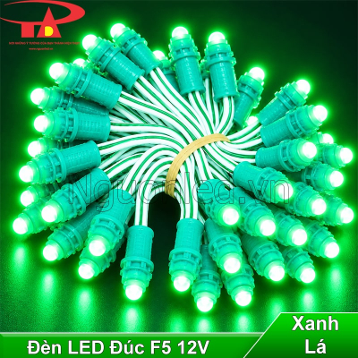 Đèn led đúc F5 12V màu xanh lá