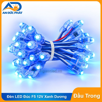 Đèn LED Đúc F5 12V Xanh Dương Đầu Trong