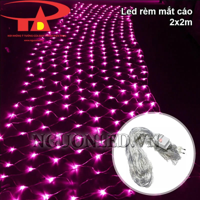 Đèn led mắt cáo 2x2m màu hồng