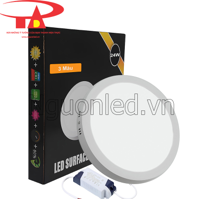 Đèn led ốp trần tròn 24W 3 màu