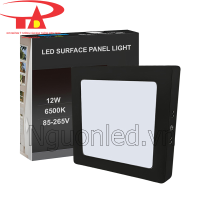 Đèn led ốp trần vuông 12W vỏ đen màu trắng
