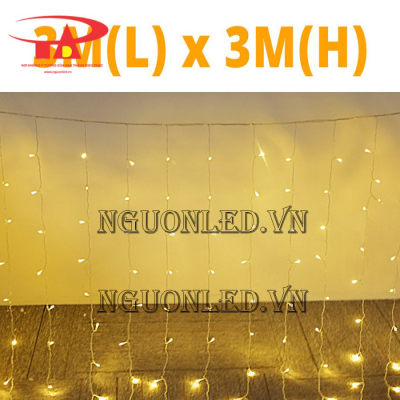 Dây đèn led thả mành 3x3m màu vàng