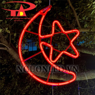 Led neon trăng sao màu đỏ