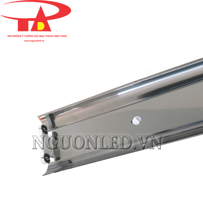 Máng đèn LED đôi T8 chóa inox 1m2