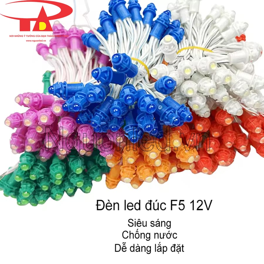 Led đúc F5 12v màu vàng nắng loại tốt