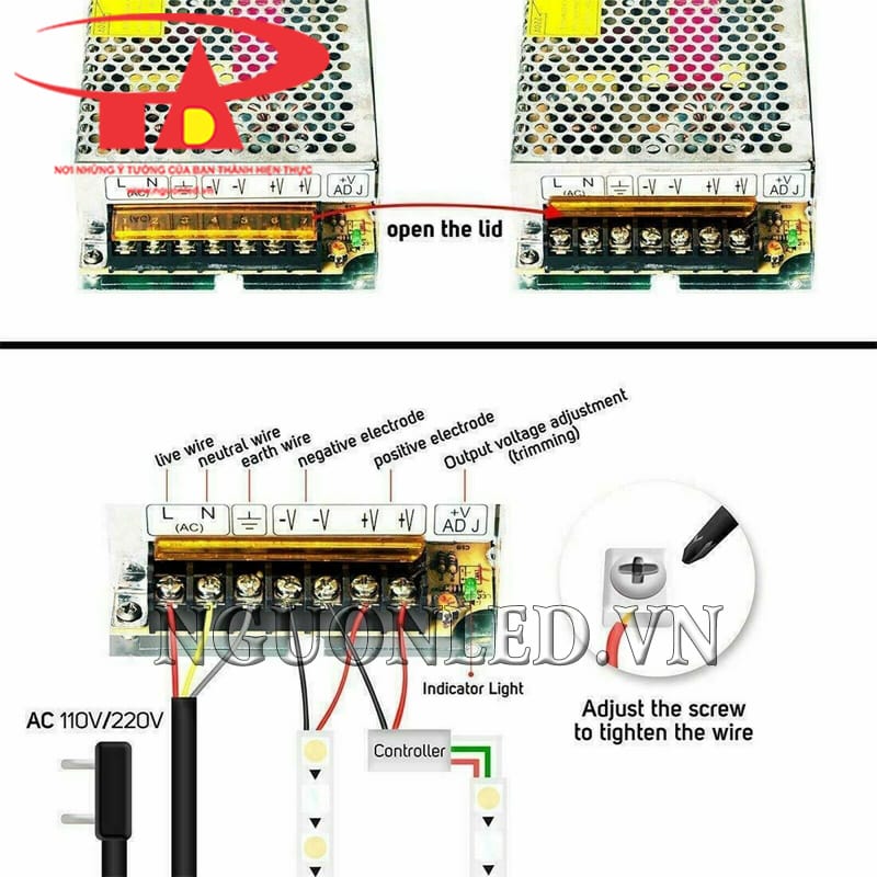 Cách lắp nguồn cho led đúc đầu đục màu đỏ