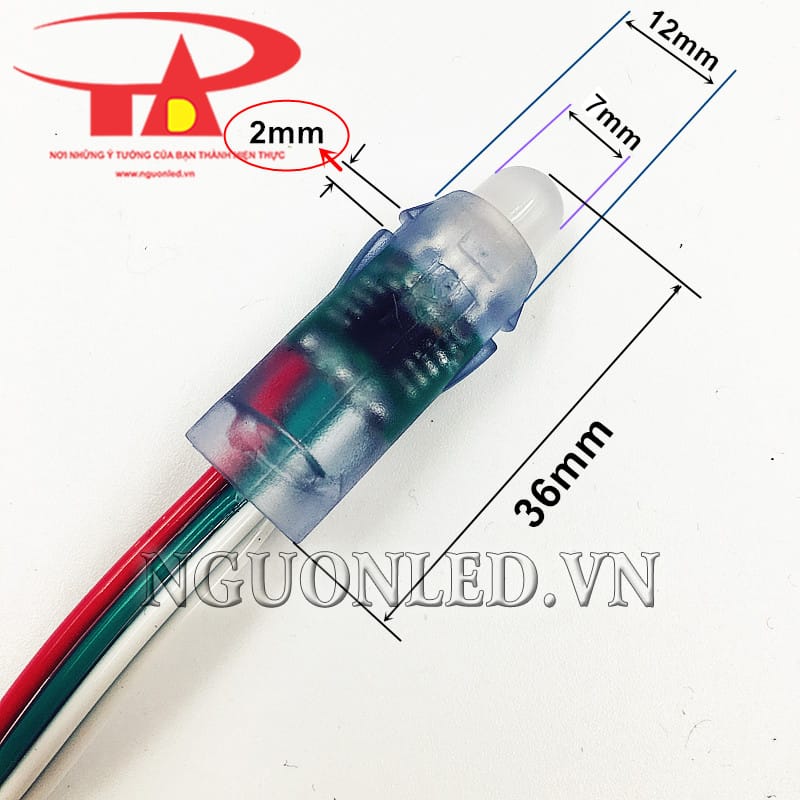 Led đúc F7 đầu 7ly đế 12ly 5V màu trắng