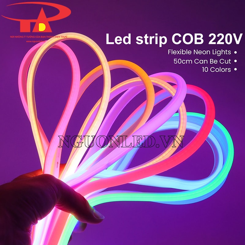 Đèn led cob cuộn 100m ánh sáng hồng