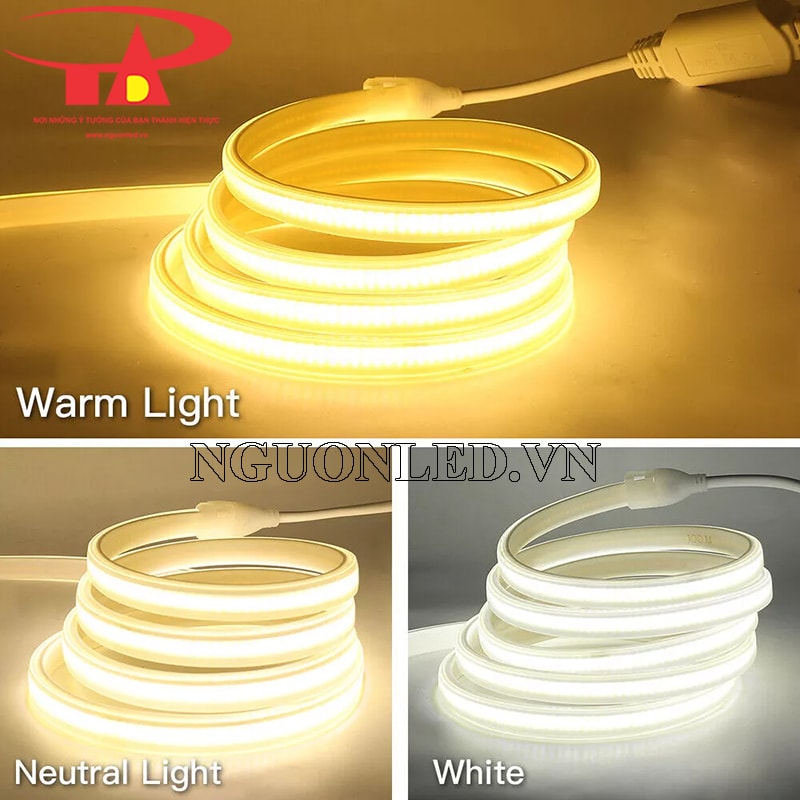 Dây led cuộn cob 220V màu vàng