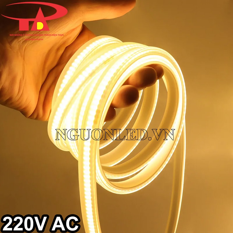 Đèn led cob cuộn 100m ánh sáng vàng