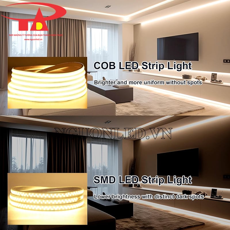 Đèn led dây cob 220V trong nhà