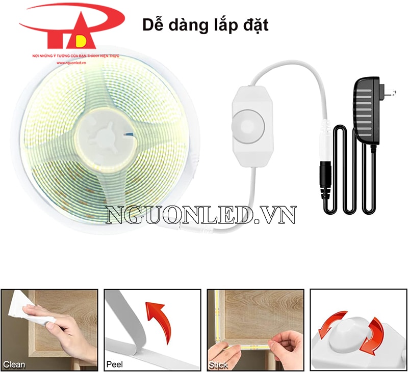 Cách lắp đặt dây led COB 12V có dimmer