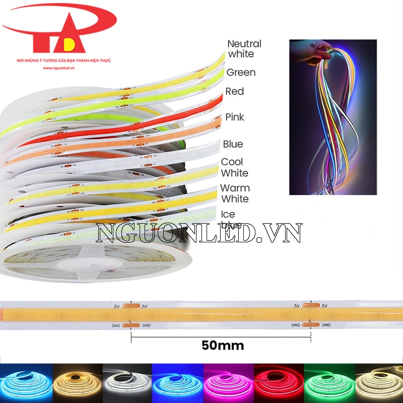 Led dây dán 5V chip cob siêu sáng