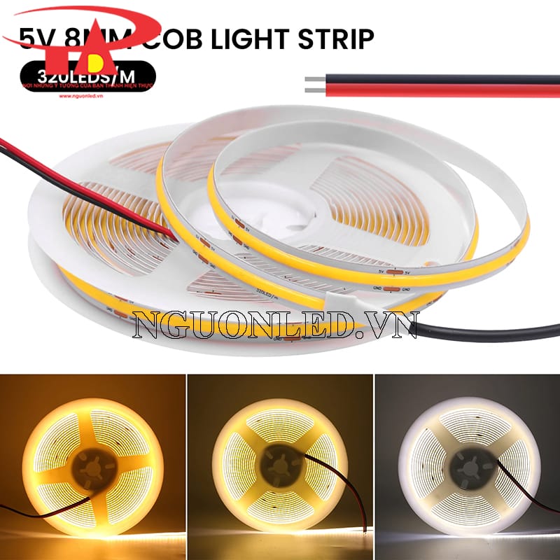 Dây led dán 5V cuộn 5m vàng đậm