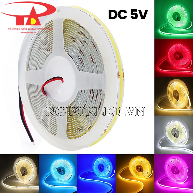 Dây led dán cob 5V cuộn 5m loại tốt