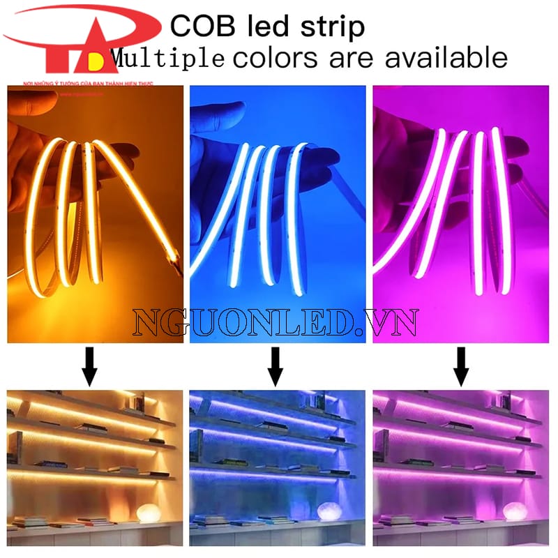 Led cuộn 5m chip cob màu vàng đậm