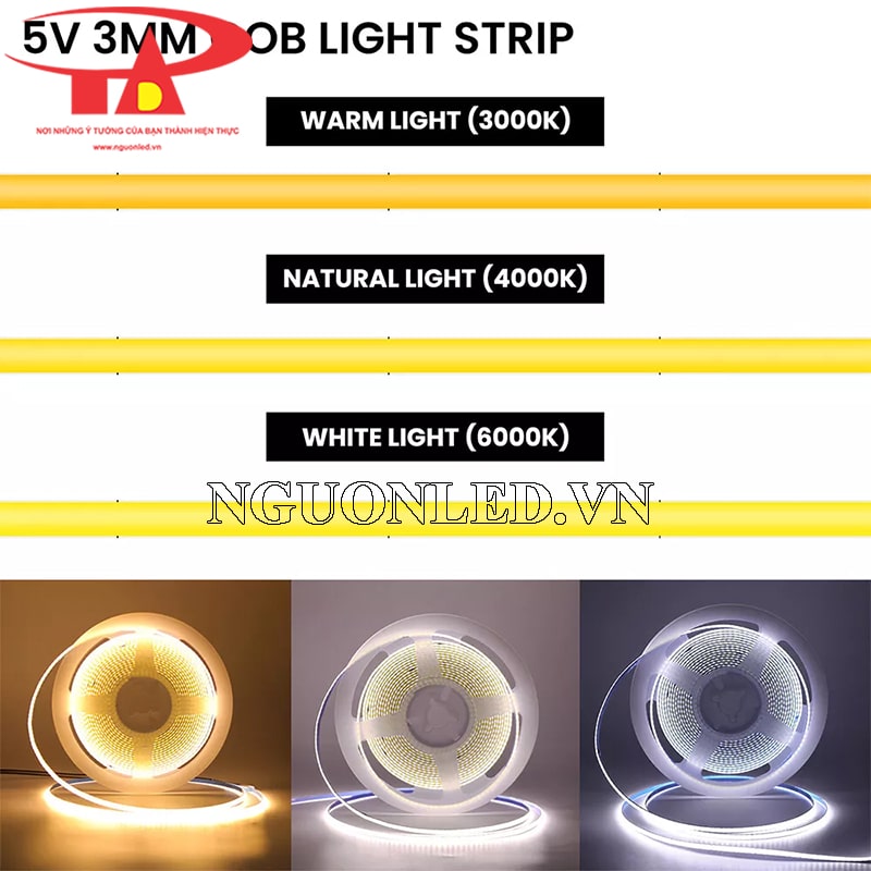 Led dây dán 5v chip cob siêu sáng