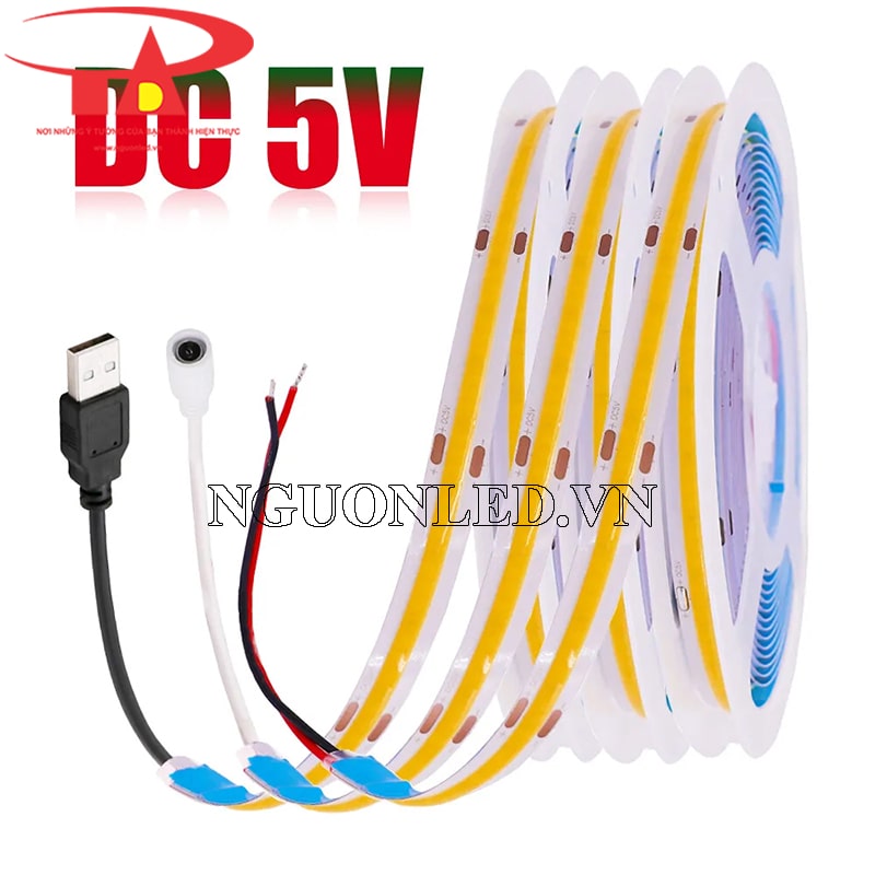 Đèn led dây cob 5v vàng nắng