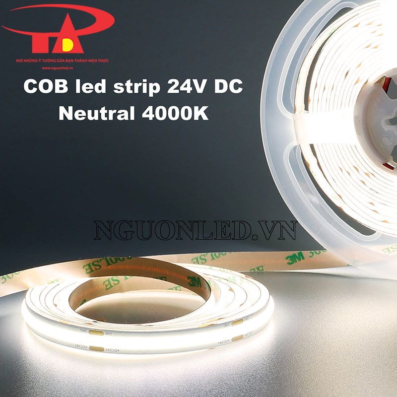 Đèn led dây dán cob 24V màu trung tính