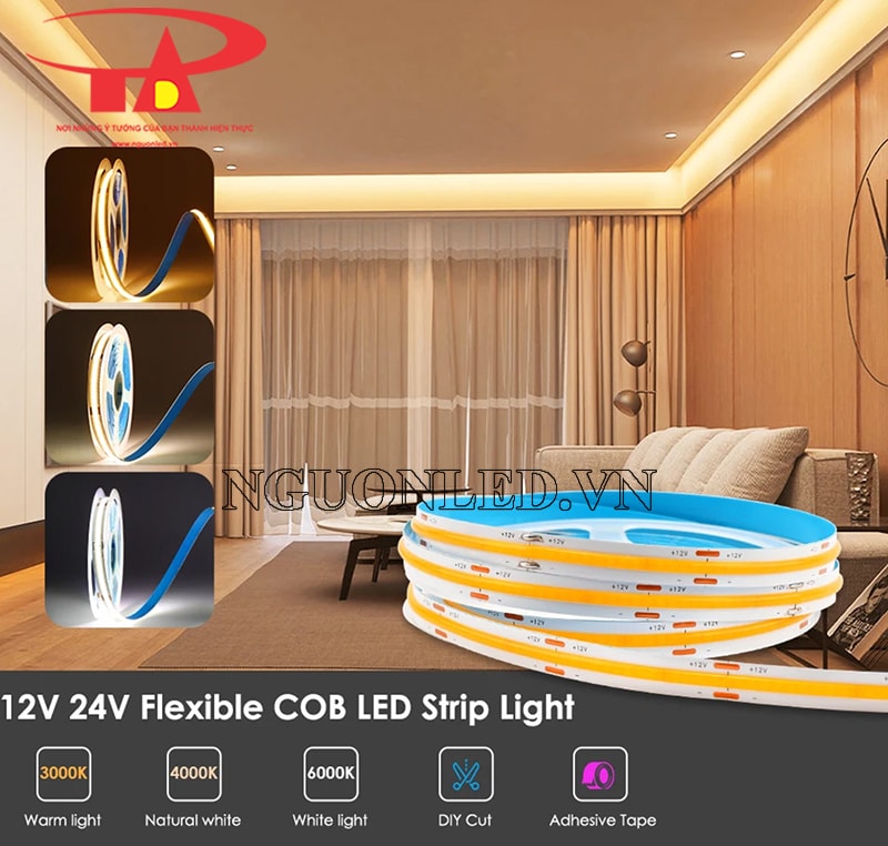 Led dây 24V chip cob siêu sáng