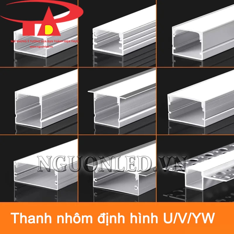 Máng định hình nhôm dùng cho led thanh kim loại