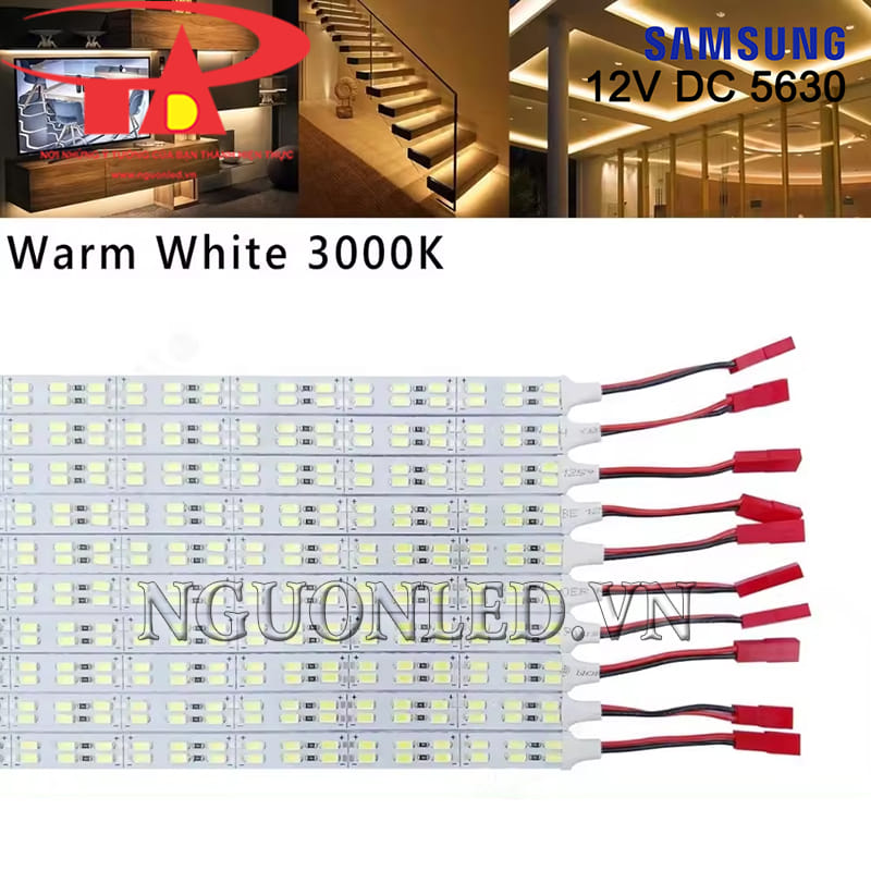 Led thanh 5630 12V Samsung ánh sáng 3000K