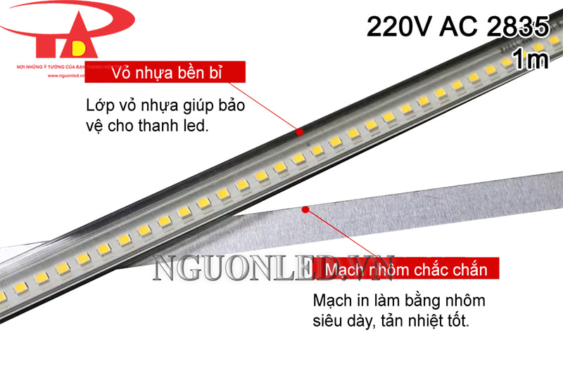 !Đèn led thanh nhôm 2835 220V cao cấp