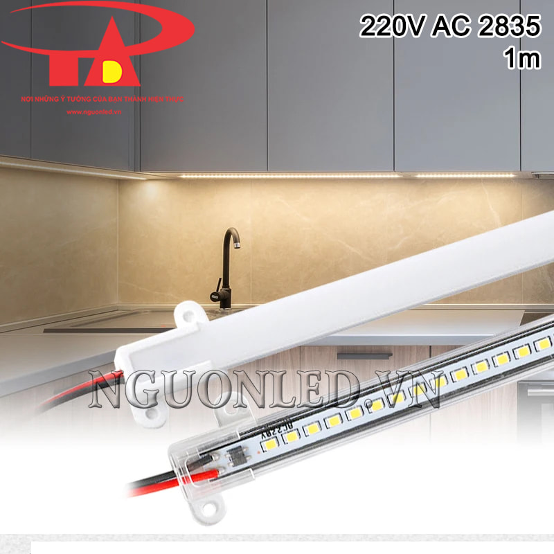 Led thanh nhôm 2835 220V AC trang trí kệ tủ nhà bếp