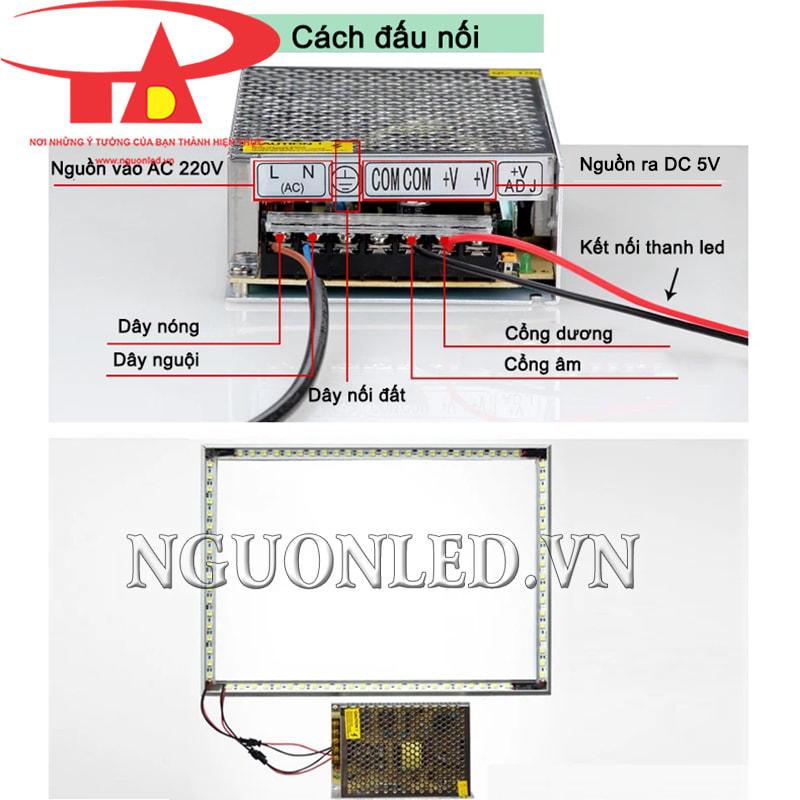 Cách nối nguồn cho led thanh 5V