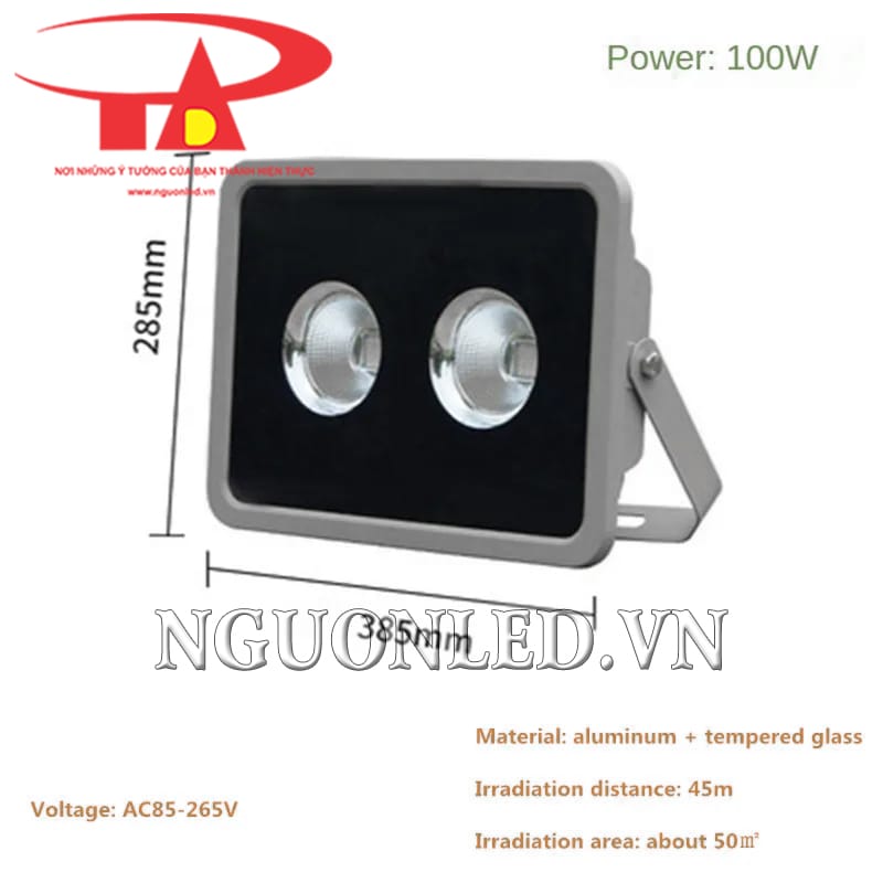 Đèn led 100W ngoài trời, hoạt động ổn định bởi điện áp 85-265V