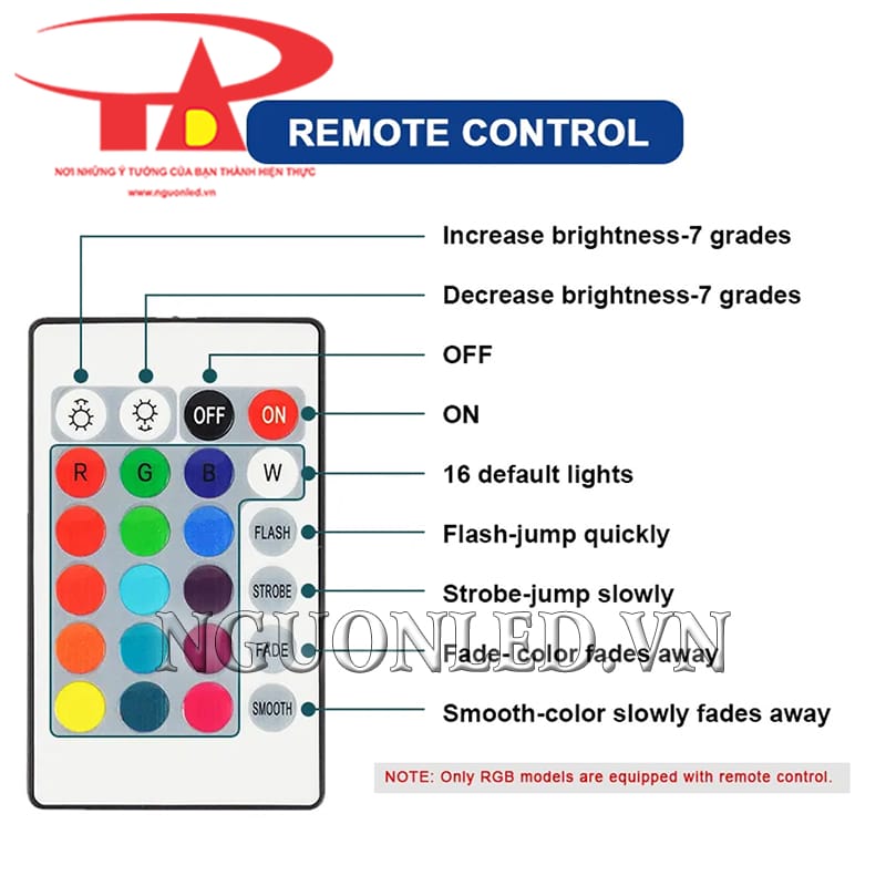 Remote đèn pha led đổi màu dùng remote