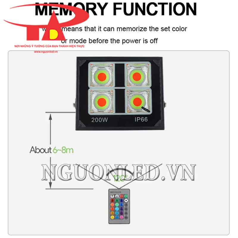 Đèn led pha chip COB 200W RGB