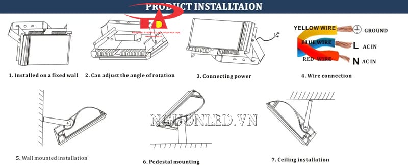 Hướng dẫn lắp đặt đèn led pha mắt lồi 200W RGB