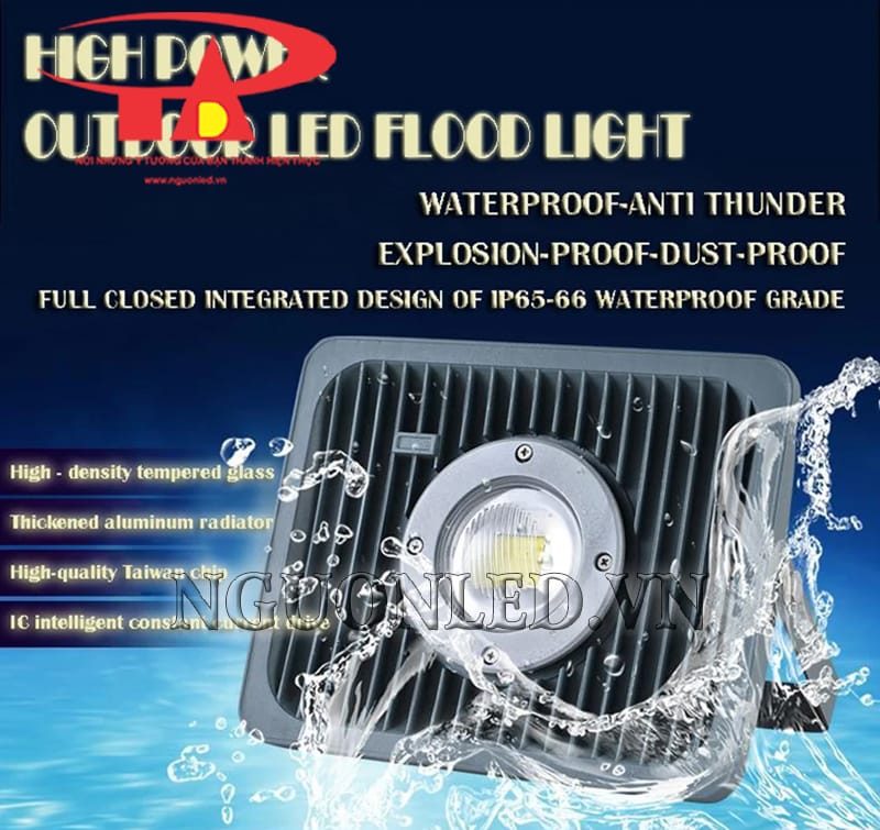 Đèn pha đổi màu mắt lồi 50W chống nước