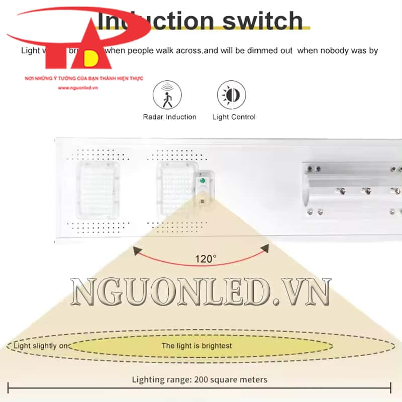 Đèn đường 100W năng lượng mặt trời chống mưa