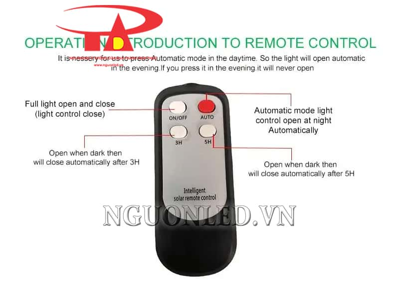 Cách sử dụng remote điều khiển đèn đường năng lượng mặt trời