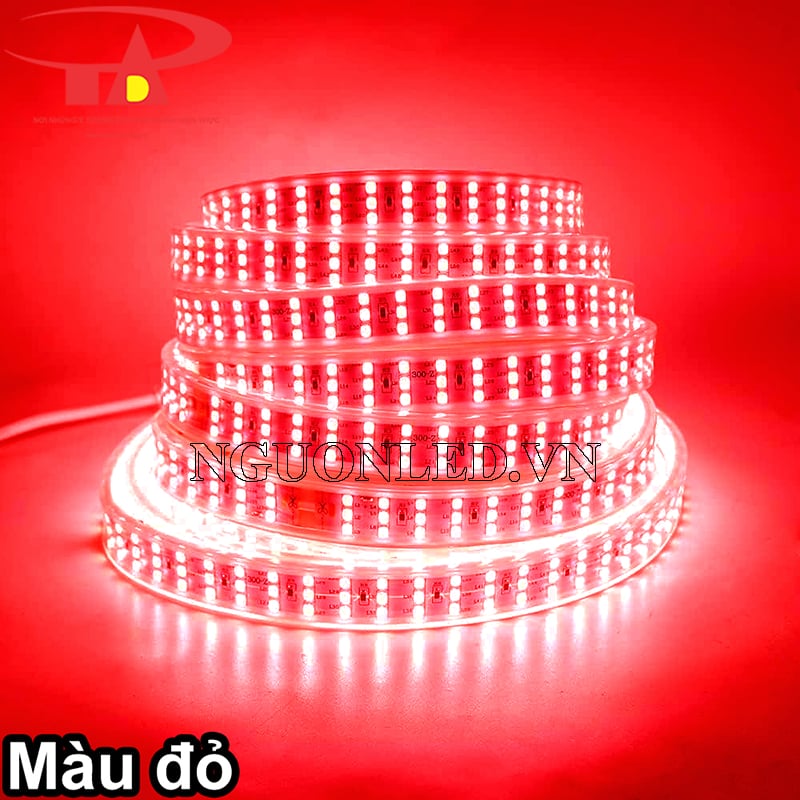 Dây led 2835 220v ba hàng ánh sáng đỏ