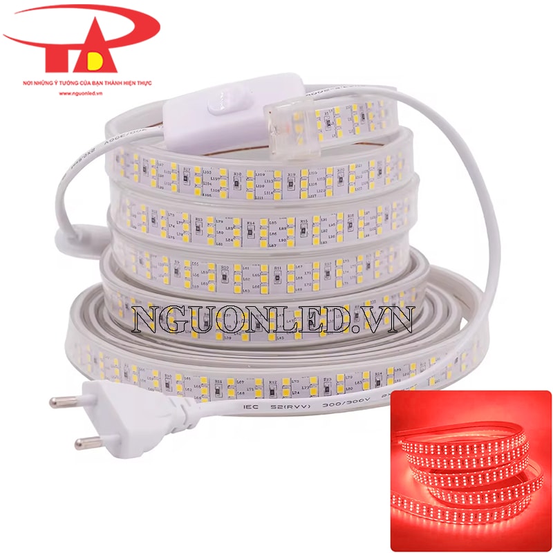 Đèn led dây 2835 ba hàng bóng màu đỏ