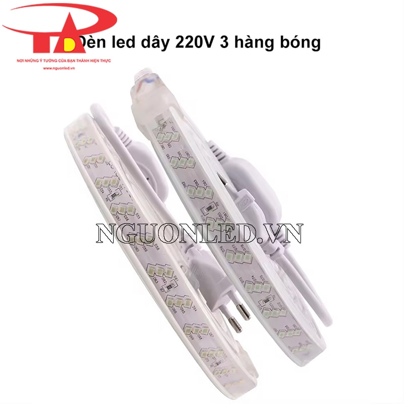 Led cuộn 100m 220v 3 hàng bóng màu đỏ