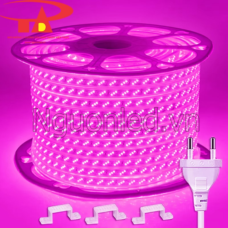 Led dây 220V 3 hàng bóng màu hồng loại tốt