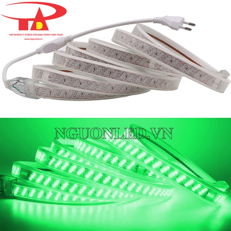 Dây led 220v ba hàng ánh sáng xanh lá