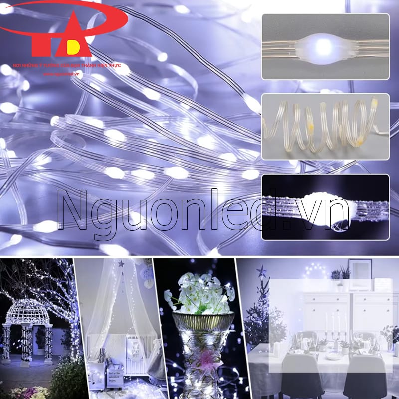 Đèn led dây hạt gạo chớp nháy màu trắng trang trí cảnh quan trong nhà