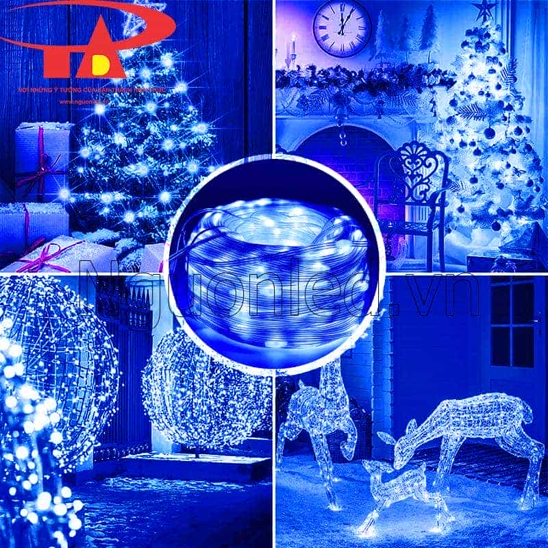 Đèn led dây hạt gạo trang trí noel xanh dương