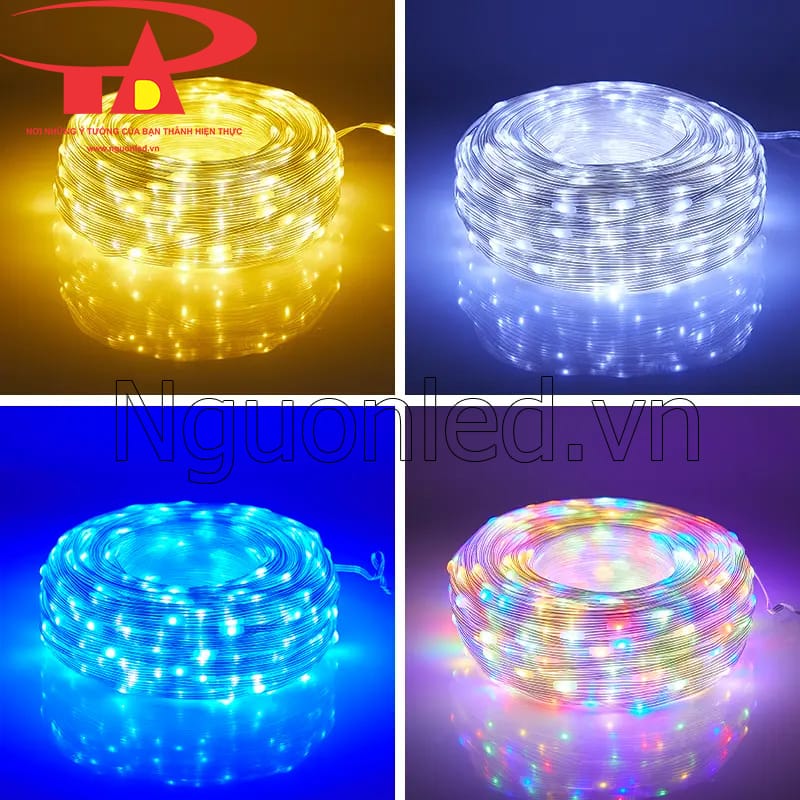 Led dây hạt gạo chống nước 100m ánh sáng xanh dương, trắng, vàng, đủ màu