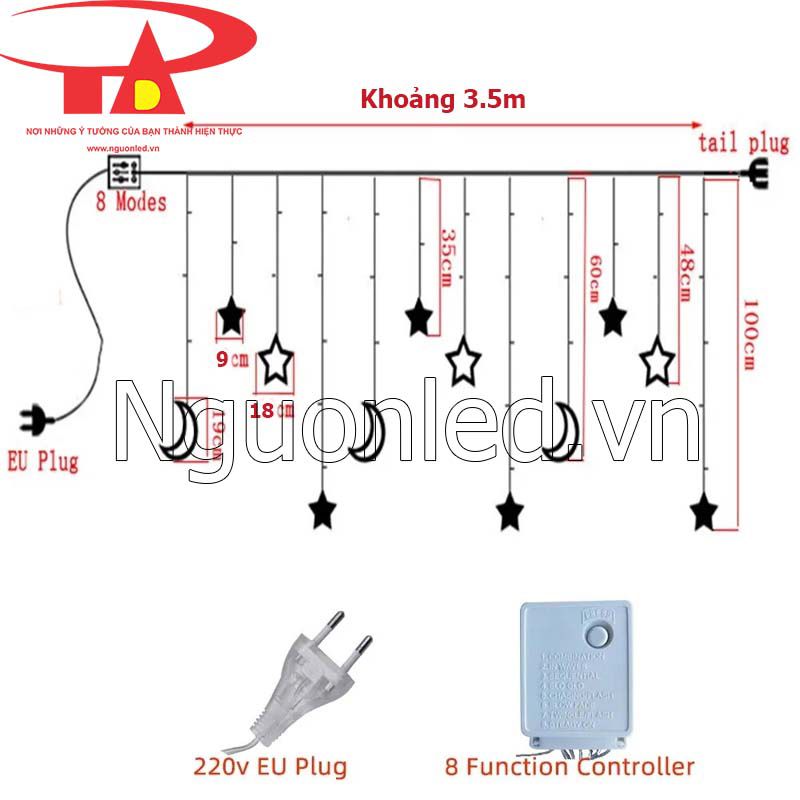 Đèn led rèm mành màu trắng