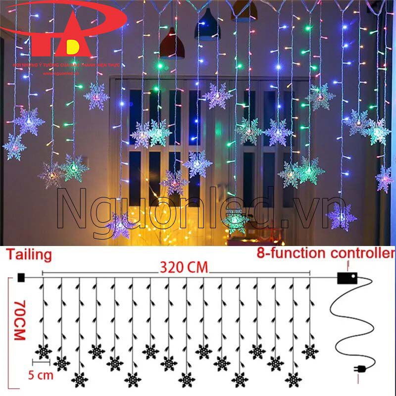 Đèn led rèm bông tuyết ánh sáng đủ màu